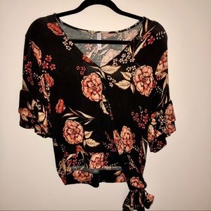 Floral Side Tie Top